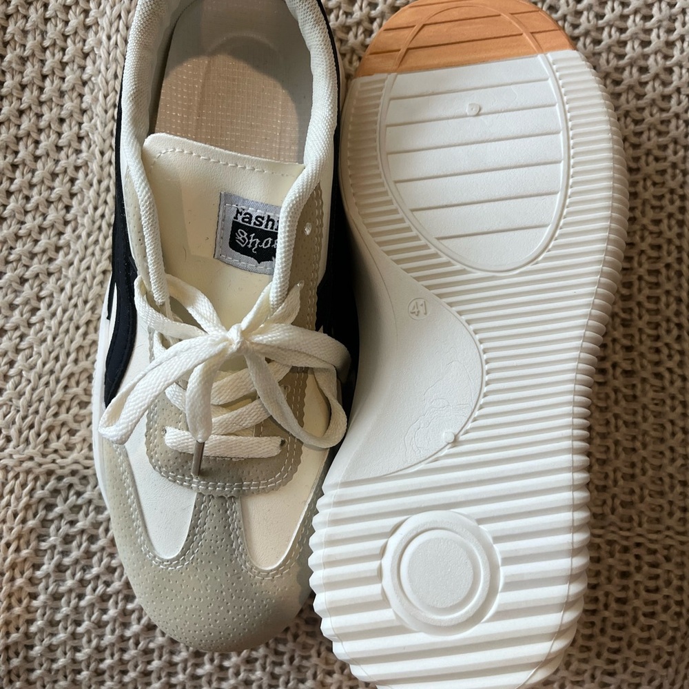 Brand New Cream and Black Casual Trainers